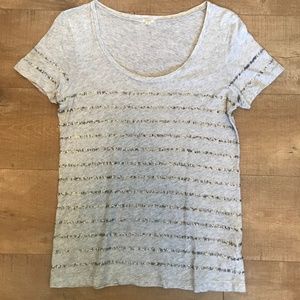 J. Crew scoop neck sequin stripe tshirt S